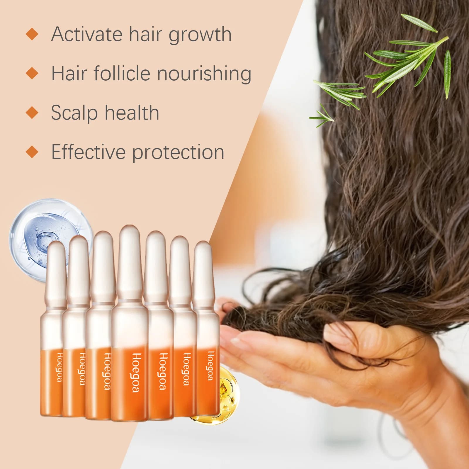 Fiale per la crescita dei capelli Ricrescita Anti-perdita di capelli Riparazione Split End Capelli secchi e danneggiati Olio essenziale Nutrire il cuoio capelluto Cura dei capelli portatile
