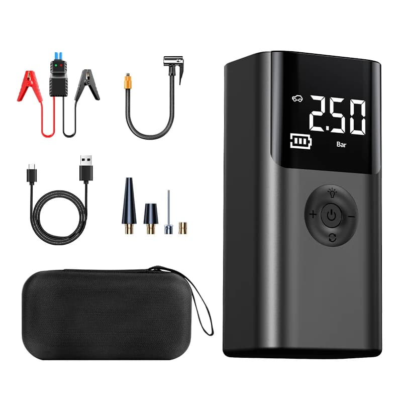 12V Rechargeable 150PSI Portable Air Compressor Motorcycle Jump Starter Car Tyre Inflator ABS Battery Booster Air Pump ABS