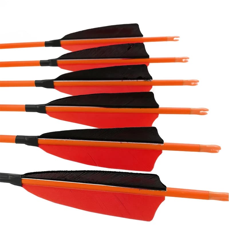 12 Frecce in Carbonio Puro al 100%, Diametro Interno 4,2 mm, Spine 800, Piume di Tacchino 4 Pollici, Punte 80gr, per Arco Ricurvo e Longbow da Caccia
