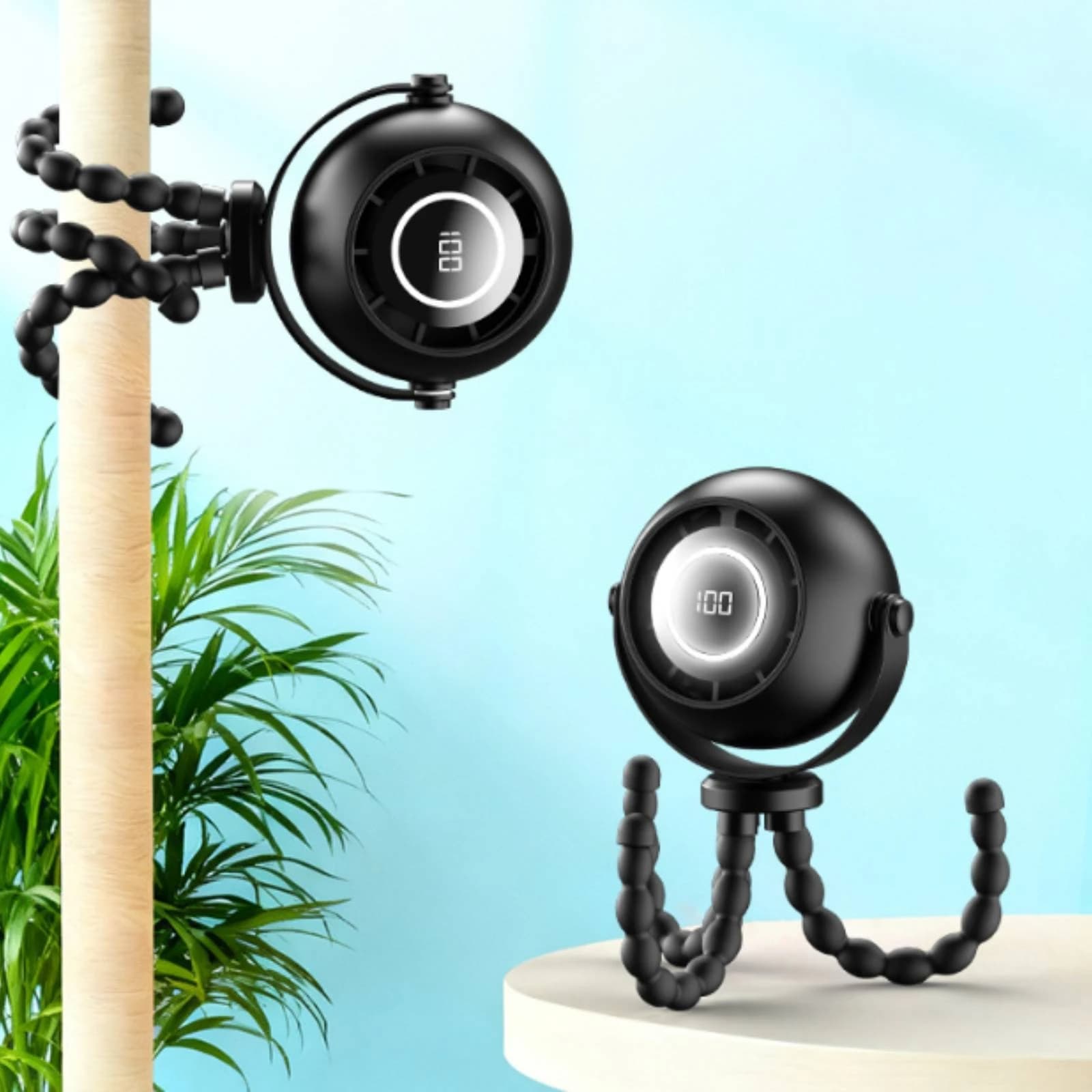 Stroller Fan with Flexible Legs Rechargeable Octopus Fan Battery Operated Portable for Baby, Desk, Treadmill