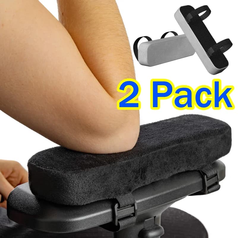2/6 Pezzi Copri Braccioli per Sedia da Ufficio, Morbidi Cuscini in PU per Sedia da Scrivania e Gaming, Supporto per Gomiti, Rimovibili e Lavabili