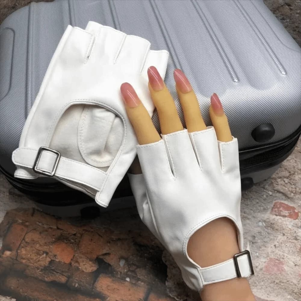 Nuovi Guanti Senza Dita Impermeabili alla Moda, Stile Corto con Fibbia Quadrata, in Pelle PU, Design Punk, per Ciclismo e Danza