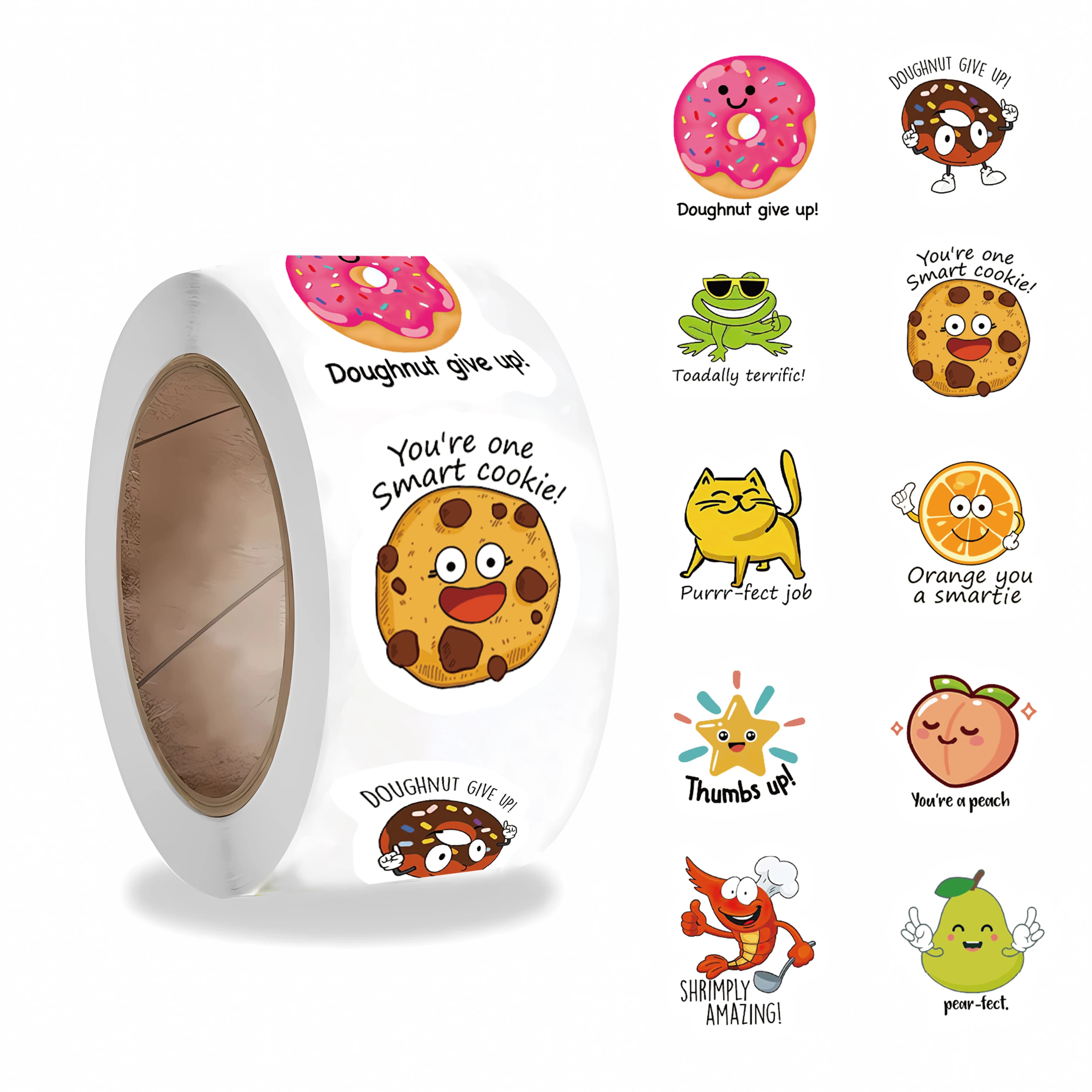 500PCS/roll Cartoon Reward Cat Stickers For School Reward Sticker Encouragement Card Student Stationery Games Party Gift Sticker