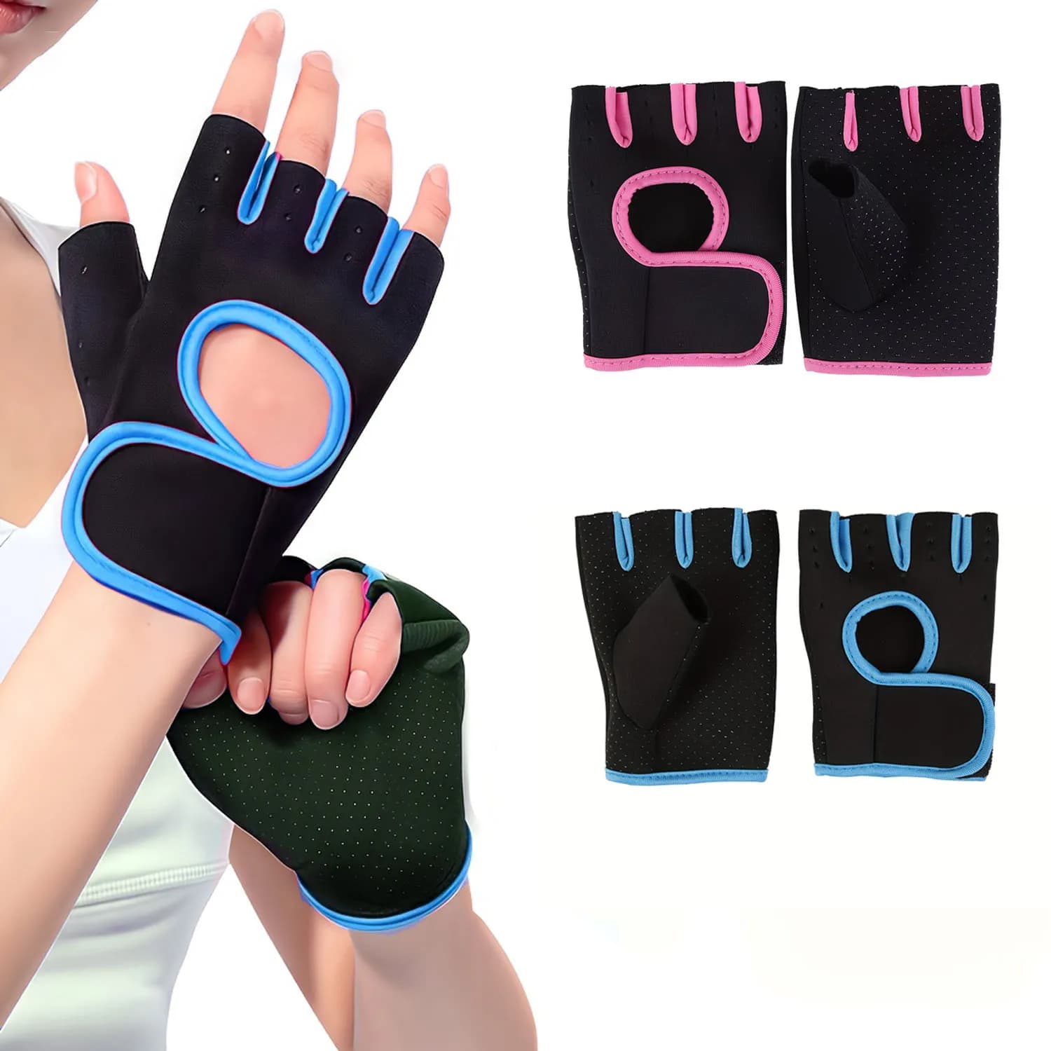 1 pair of outdoor sports gloves for men and women, wrist protection, fitness, gym, cycling, hiking, boxing, training