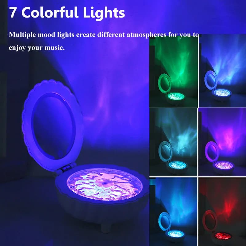 Altoparlante Bluetooth portatile Onde Luce di proiezione colorata Rumore bianco Aiuto per il sonno Telecomando Specchio per lettore musicale stereo TWS