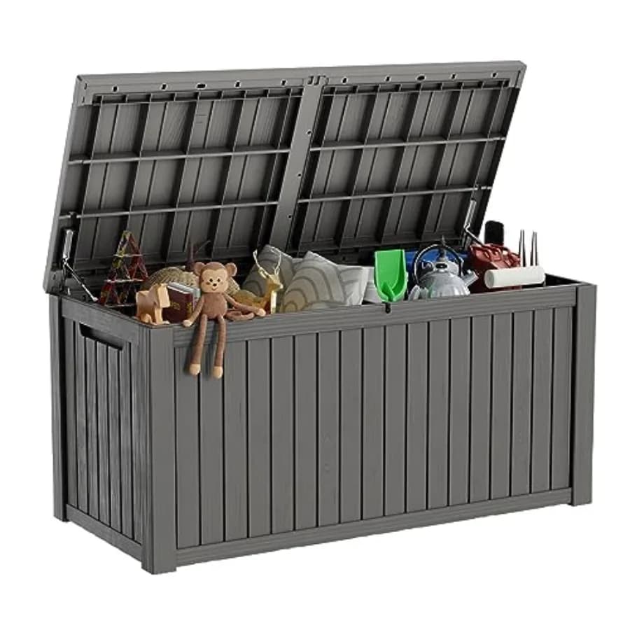 180 Gallon Waterproof Exterior Box, Resin Box with Garden Furnishing Lock and Tools