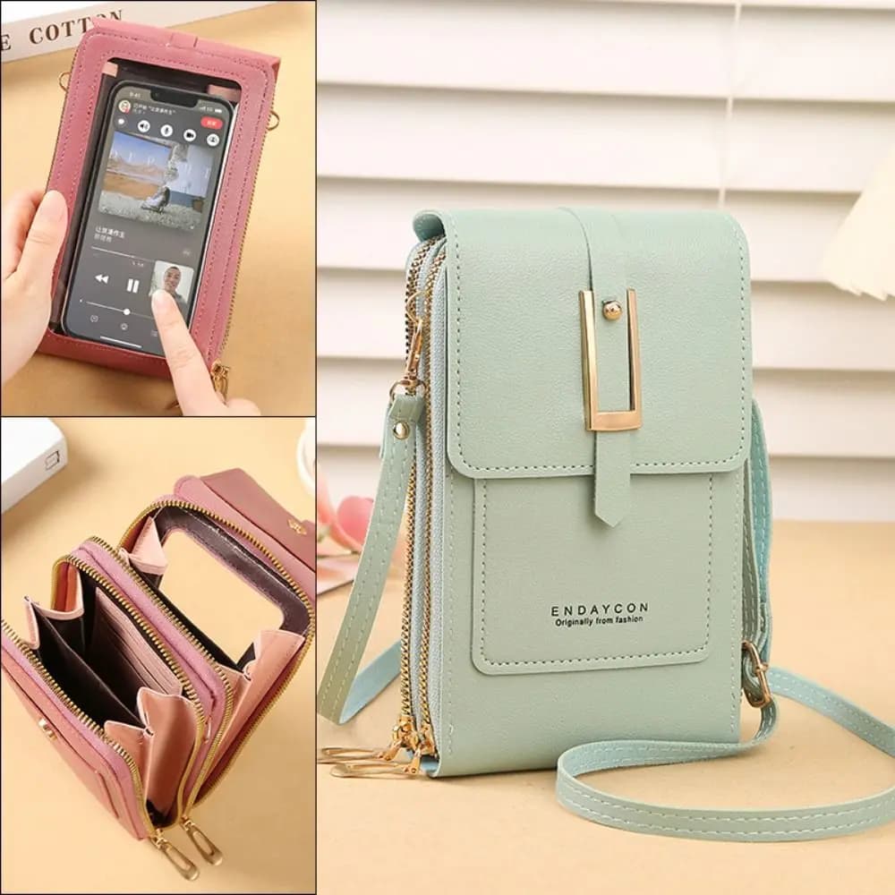 Fashion PU Leather Cell Phone Purse 8 Colors Large Capacity Women Wallet Touch Screen Handbag Women Girls