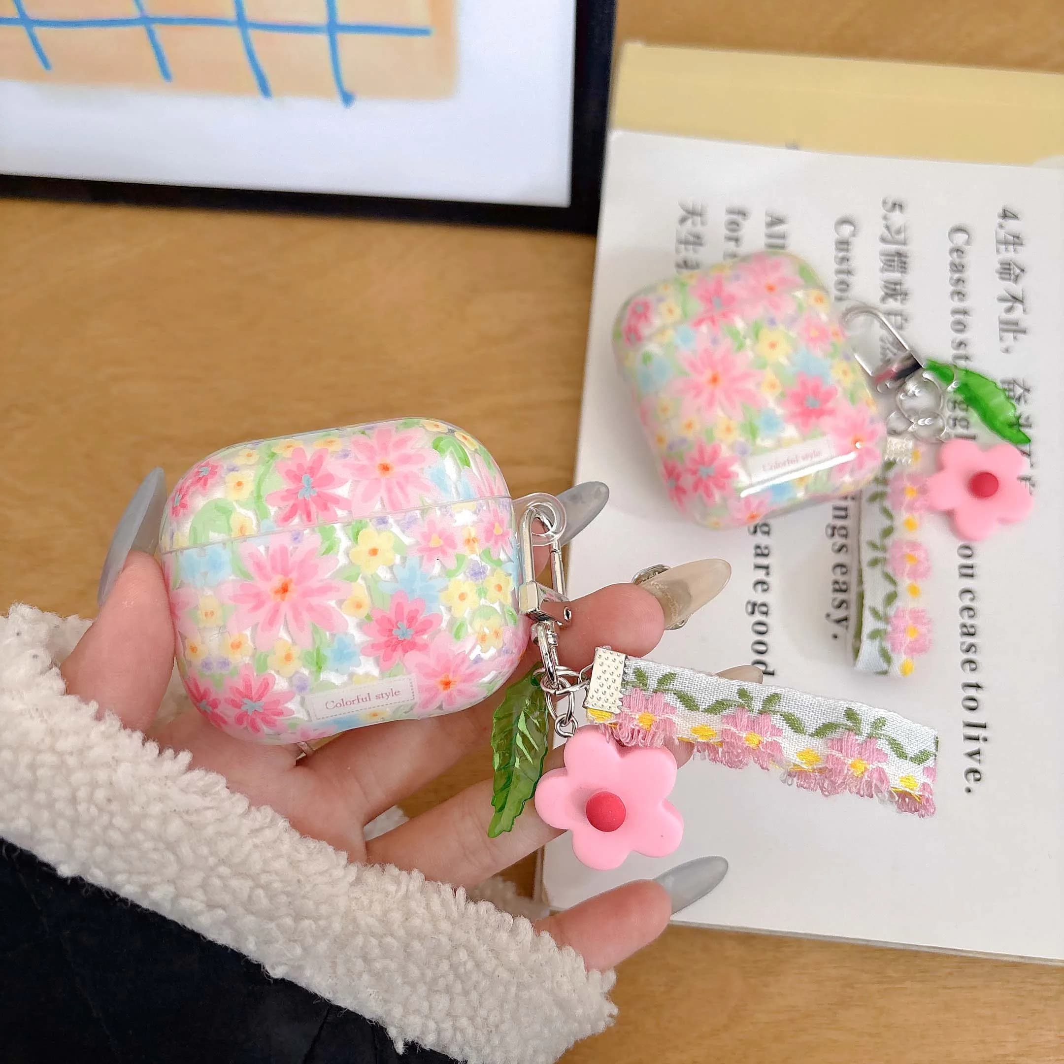 Custodia per auricolari imd con ciondolo 3D colorato ins fiore scatola di ricarica bluetooth wireless per apple airpods 3 4 2 1 pro 2a copertura