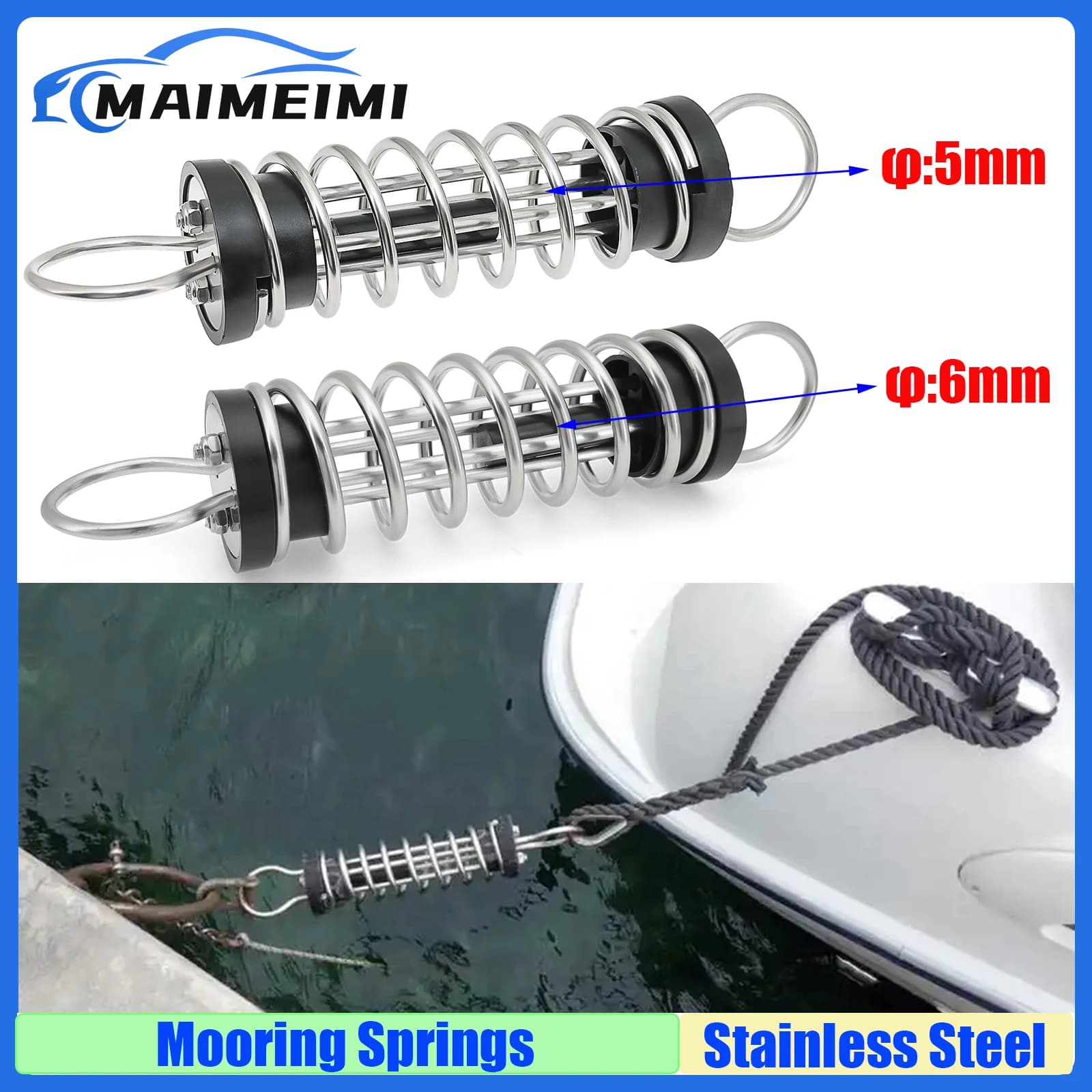 Boat Docking Mooring Spring Stainless Cable Tension Damper Snubber Marine Spring Corrosion Resistance Anchor Mooring Device
