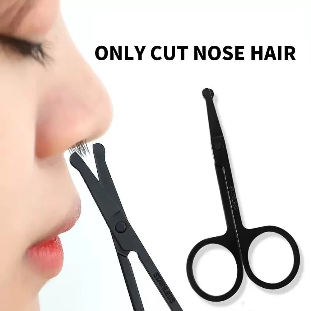 Stainless steel nose cutters, black beard trim, nose and ear hair remover, round head eyebrow trim, beauty tool