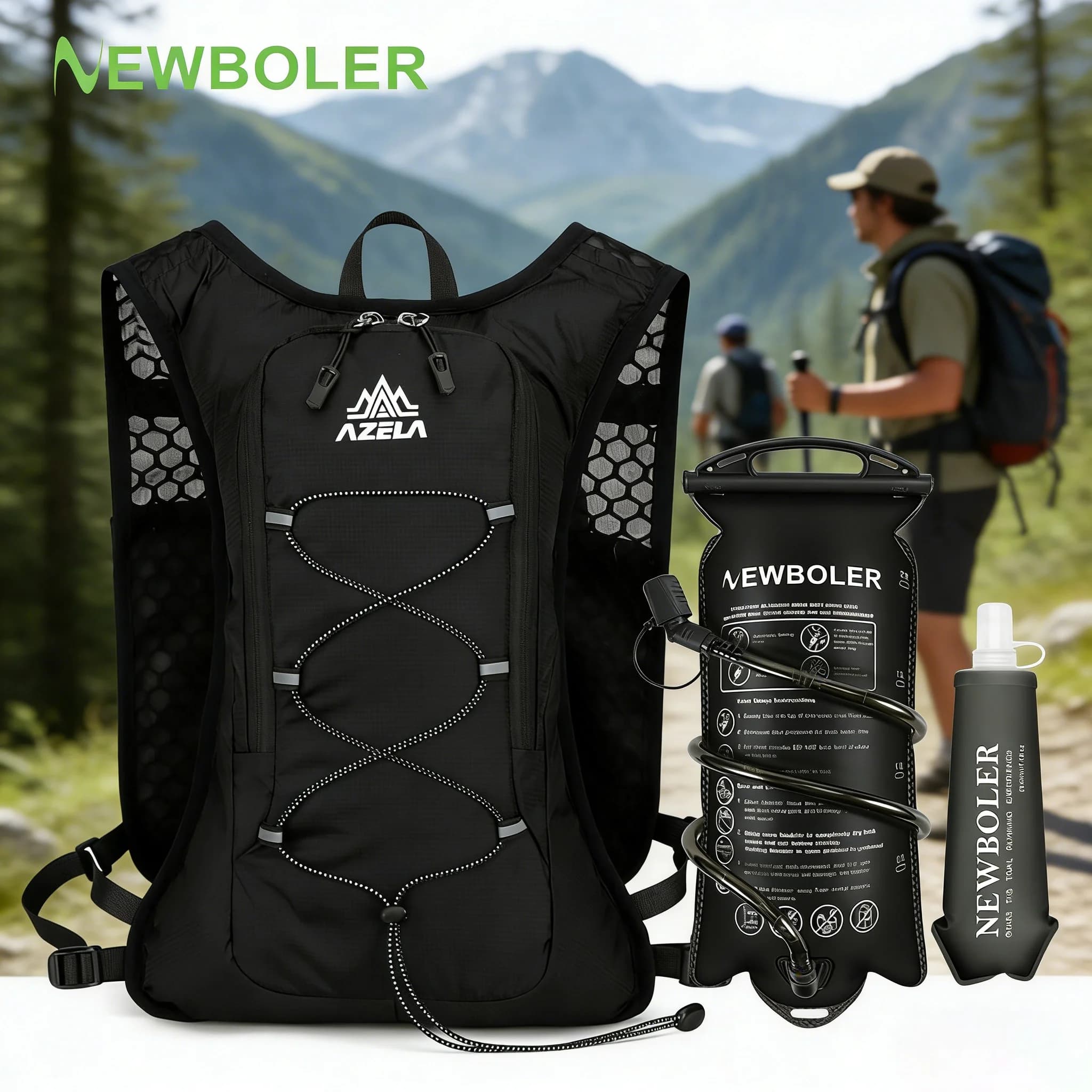 Running Hydrating Backpack, Men's Sports Bag for Outdoor, Trail, Marathon, Jogging, Hiking, Handbag 500ML 2L