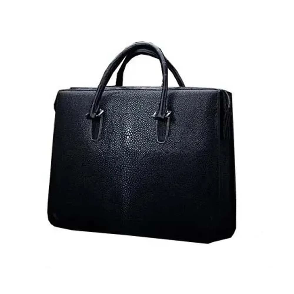 Ourui uomo nuova vendita borsa da uomo nera con valigetta da uomo in pelle di pesce perla