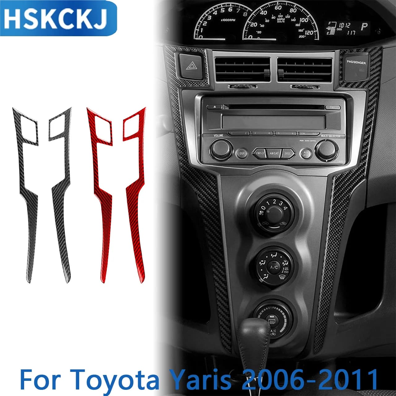 For Toyota Yaris 2006-2011, Auto Panel Decorative Frame, Carbon Fiber Sticker, Automotive Accessories