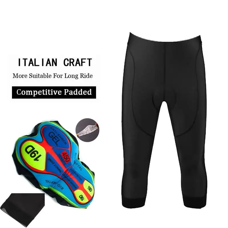 All black 2024 NEW Cycling Bib Shorts traspirante MTB Bicycle Cycling Pants 3/4 Bike Shorts uomo Bicycle 7 punti pantaloni Quick Dry