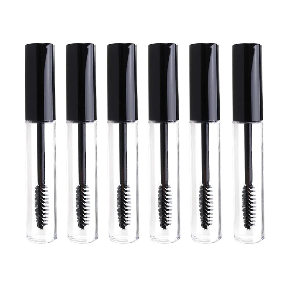 6Pcs Empty Mascara Tube Container Transparent Body Portable Size Perfect for DIY Eyelash Cream Storage Travel Essential