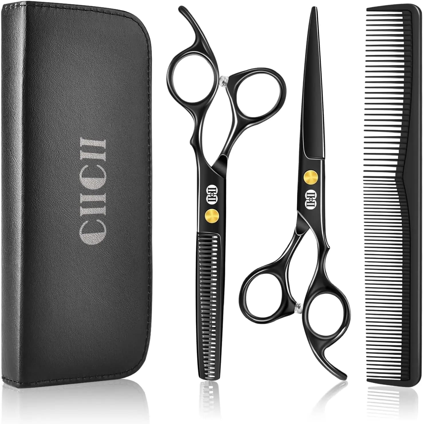 Set di Forbici Professionali per Taglio Capelli, Kit da 6,7 Pollici per Barbieri, Uomini e Donne, Uso Domestico e Salone (Nero)