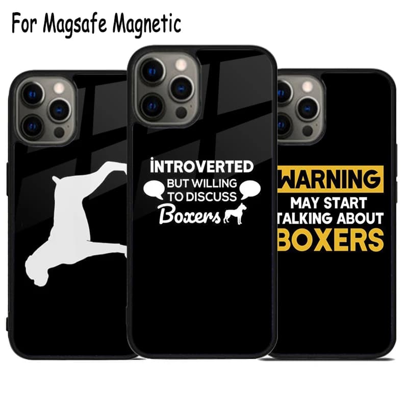 Cover Magnetica Wireless per iPhone 17 Air 15 16 16e 14 13 11 12 Pro Max Plus con Ricarica Wireless, Design Anatomia del Cane Boxer