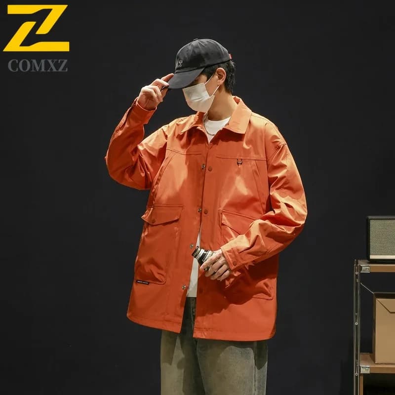 COMXZ 2024 Spring Autumn Man Workwear Jacket Casual Style American Plus Size Coat Versatile Shirt