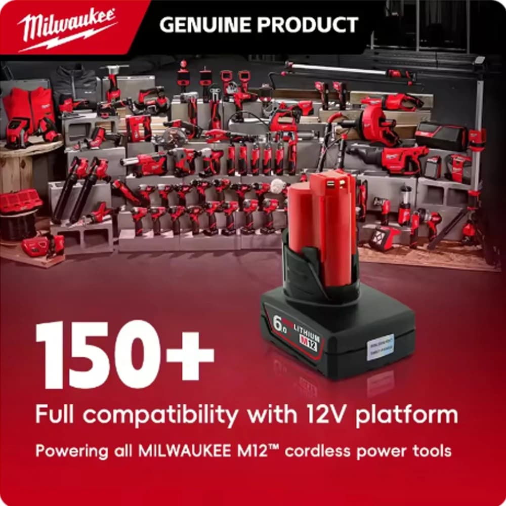 Batteria Milwaukee M12 12V 6.0Ah Ricaricabile con Luce per Utensili Milwaukee M12 48-11-2402 48-11-2401 48-11-2411