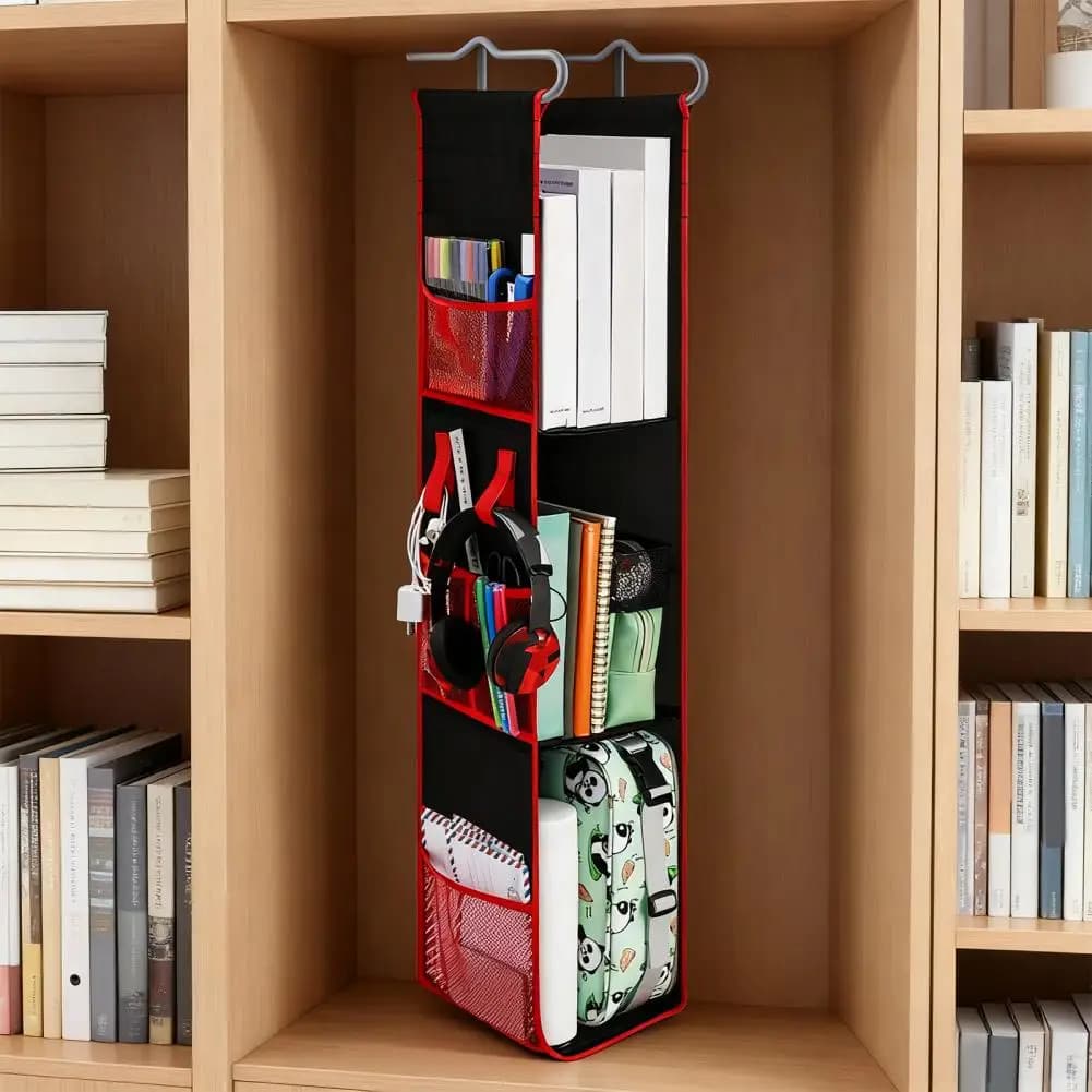 Side Storage Locker Organizer Storage Bag Organizer 3-tier Locker Shelf Organizer with Hanging Storage Bags Side for School