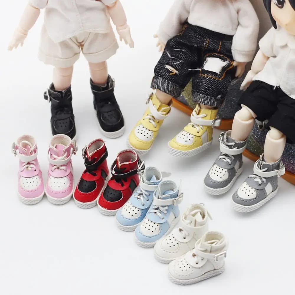 1 paio di stivali in pelle PU per Ob11 DOD 1/12 Bjd Doll 15 cm Labubu, Body9, GSC, YMY, Molly Doll Scarpe multicolori Accessori per bambole