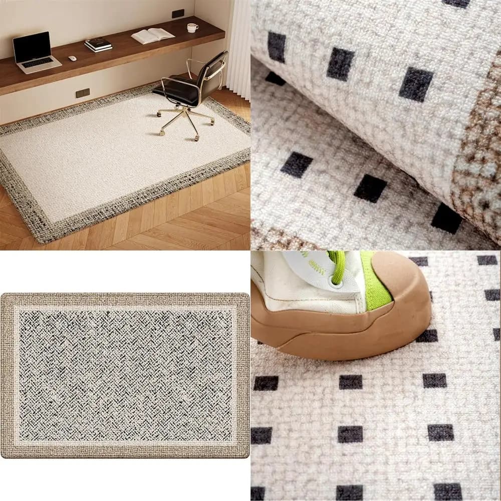 Tappetino per sedia da computer con rotelle Tappeto da gioco antiscivolo Beige per pavimenti in piastrelle di legno - Protezione per tappeti sotto la scrivania, larghezza 6 piedi