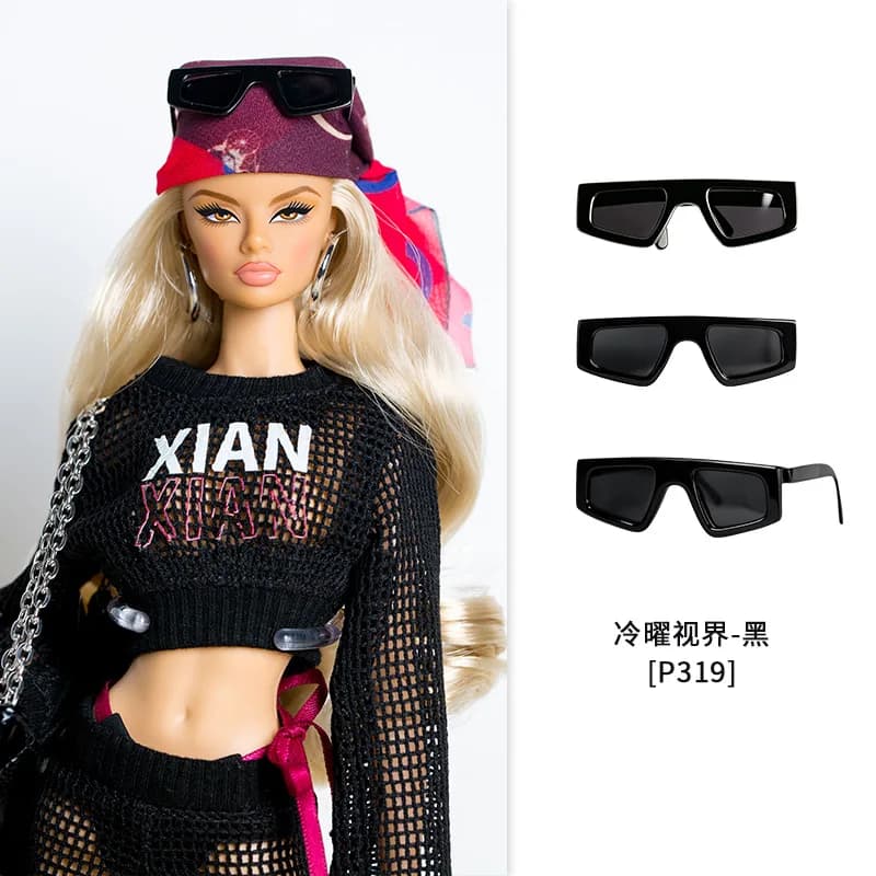 New 1/6 Xianxian Supermodel Doll Sunglasses Cool Girl Black Purple Glasses Accessories Cold Glow Vision Series Toy For 30cm Doll