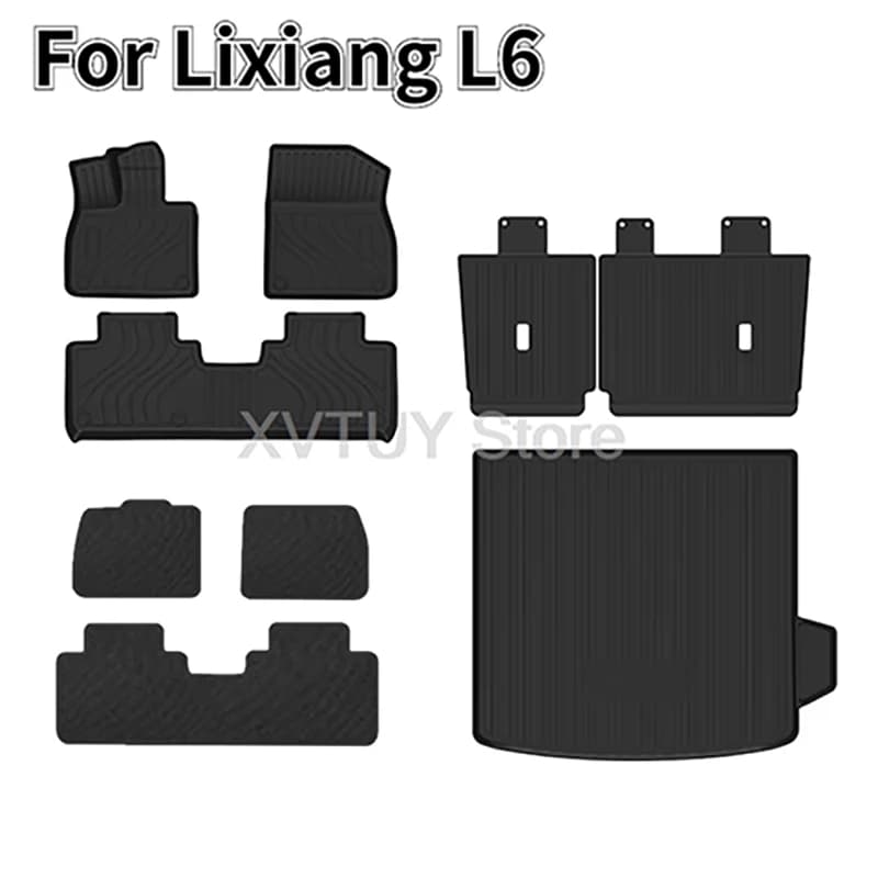 Tappetini per auto per Lixiang L6 2024 TPE Tappetino per piedi antiscivolo impermeabile per tutte le stagioni Tappetini per bagagliaio Accessori per tappeti protettivi per auto