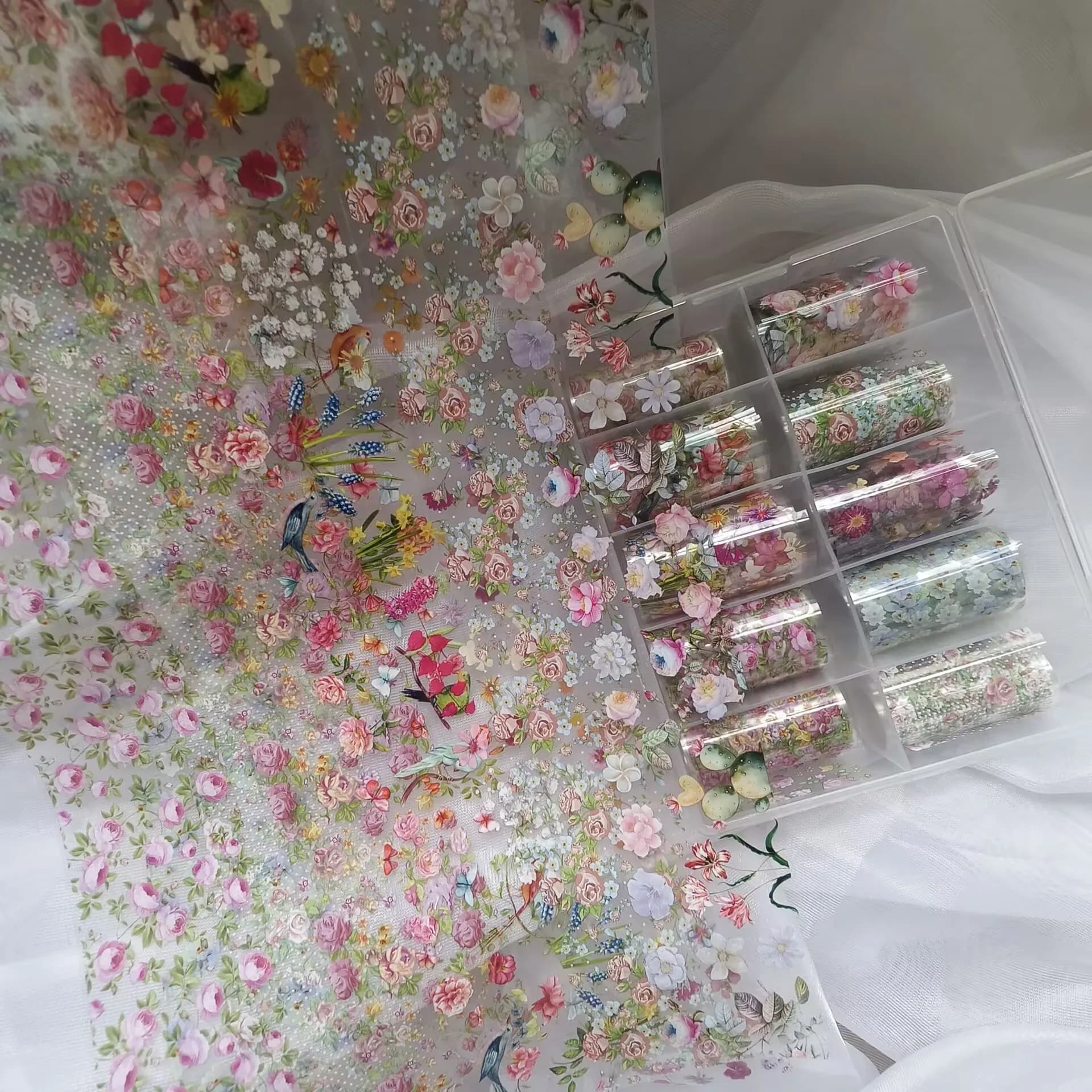 1 scatola di pizzo rosa fiore invernale plaid angelo fiocco in marmo fogli per unghie carta per trasferimento adesivi per nail art decalcomania decorazione per unghie