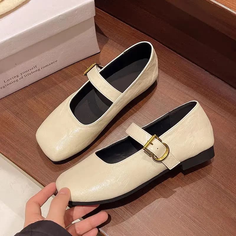 Nuove Mary Janes Vintage Francesi da Donna 2026 - Ballerine in Pelle PU con Fibbia in Ottone Anticato, Scarpe Eleganti con Tacco Basso per Primavera