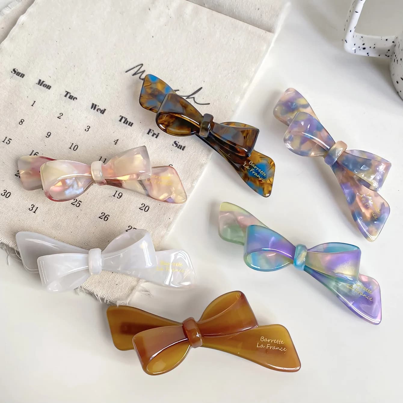 Three-dimensional bow, acetic acid hairpin, high-end horizontal clip, one-word clip, back head spring clip, hair accessories, headgear.