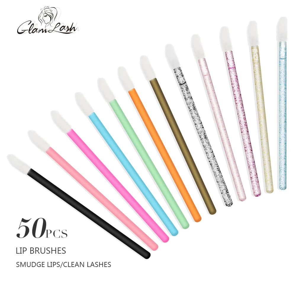 GLAMLASH 50 pcs Use And Drop Brush Lash Lash Removal Cleaning Mascara Applicator Makeup Brushes For Eyelash Extension