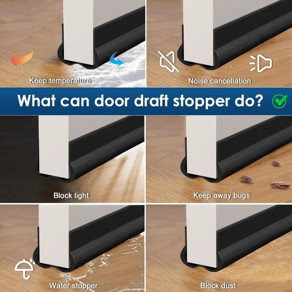 Striscia sigillante inferiore per porte in PVC, design flessibile, paraspifferi da 93 cm, protezione per finestre, per il miglioramento domestico