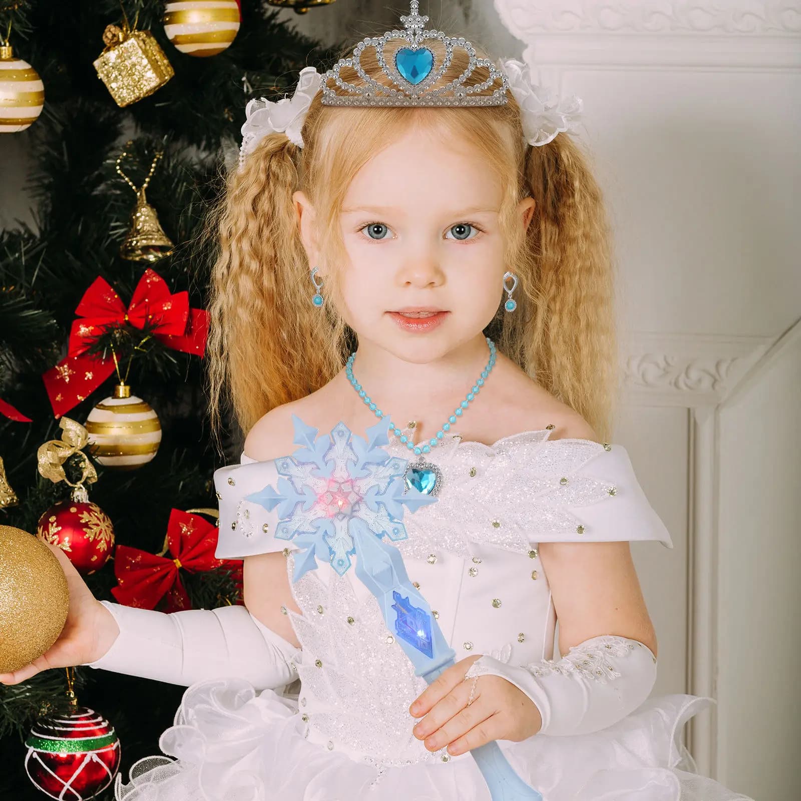 1 set di bacchette luminose per bambini, bacchette luminose a forma di fiocco di neve, giocattolo luminoso per ragazze, regalo per eventi notturni, giochi di ruolo da principessa