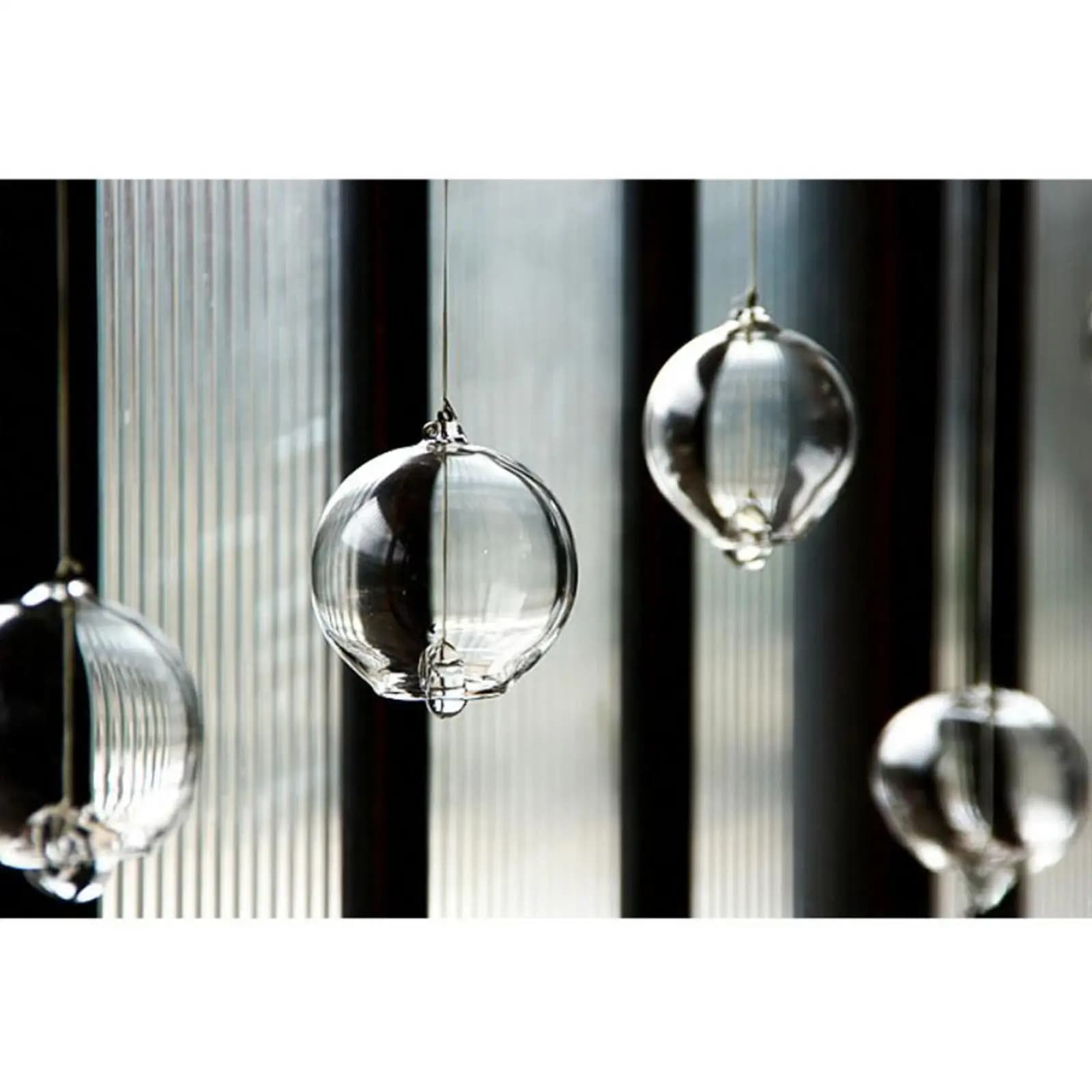 Transparent Glass Wind Chimes Bells Crystal Outdoor Wind Pendant for Home Office Kitchen Spa Decor