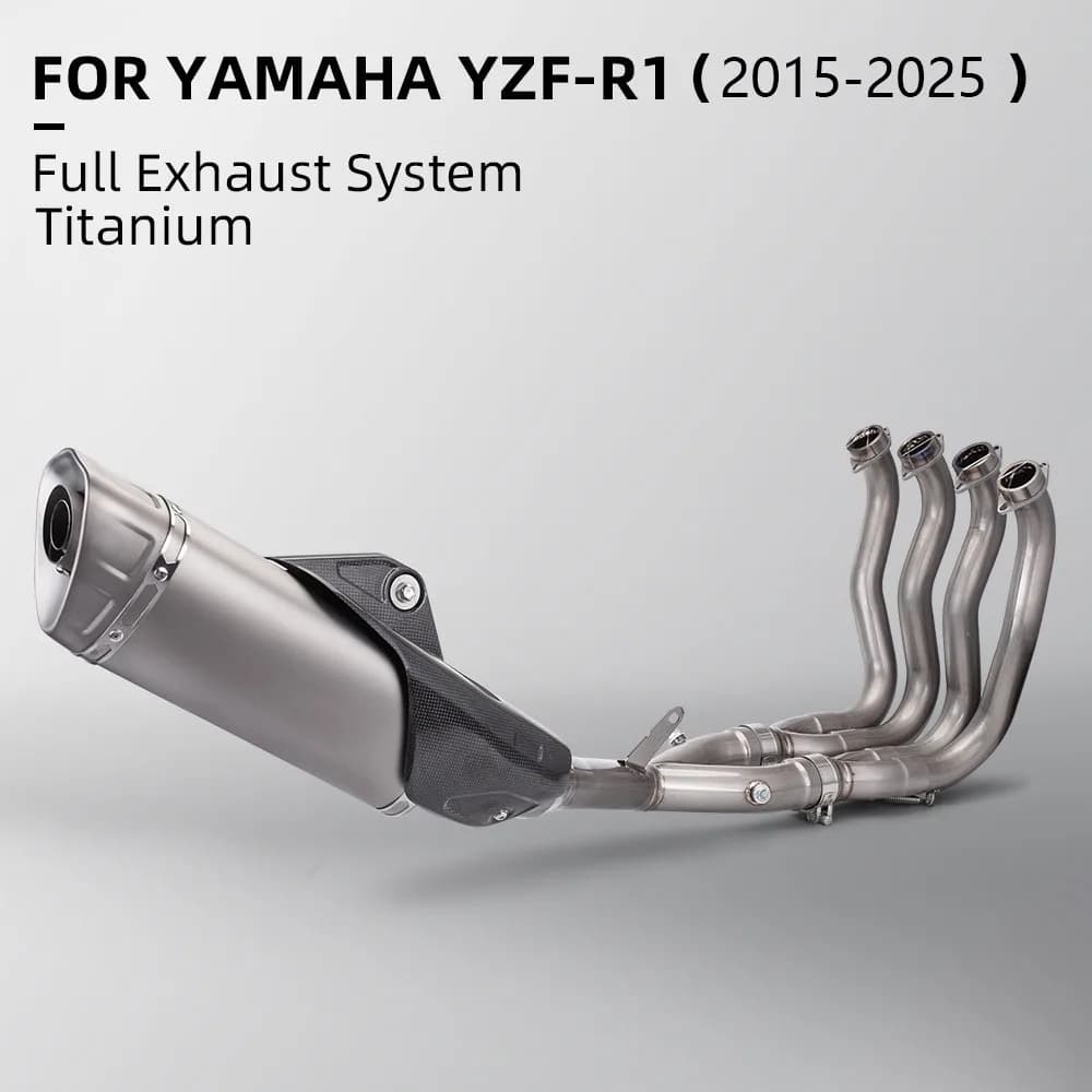 Sistema di Scarico Completo per Moto, Collettore e Tubo Anteriore con Copertura in Carbonio e Silenziatore con DB Killer per Yamaha R1 R1M 2015-2024