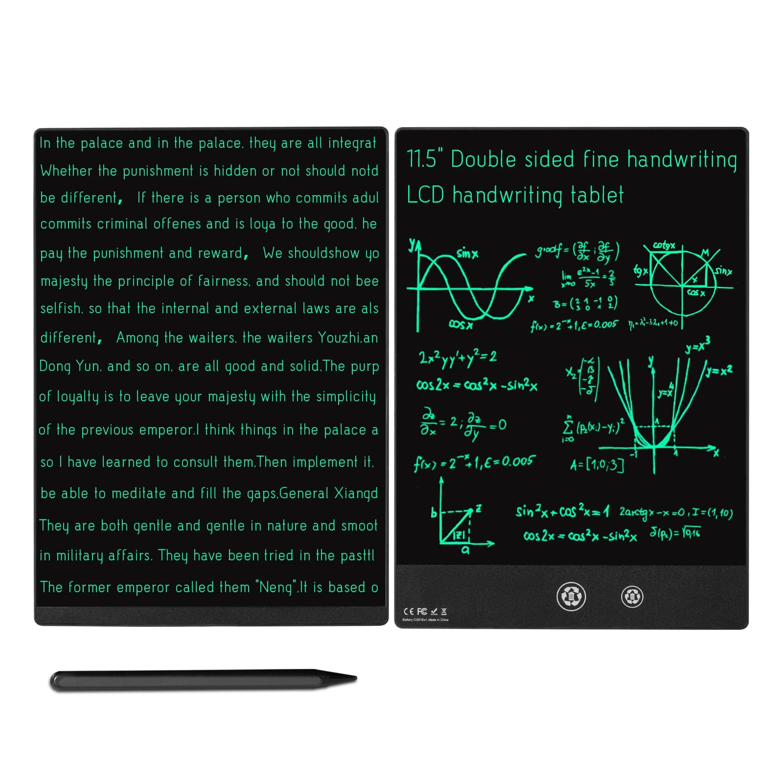 11.5/10.5 pollici Schermo bifacciale LCD Tavoletta da scrittura Tavolo da disegno elettronico Bambini Graffiti Pittura Memo Impara Pad Regali giocattolo