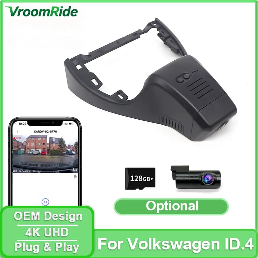 Dashcam Plug and Play per Volkswagen VW ID.4, ID.5, ID.6 - Telecamera 4K per Auto con Visione Notturna e Installazione Facile