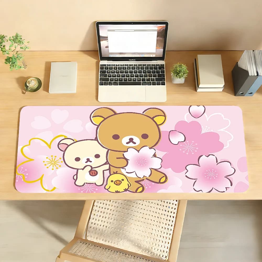 Tappetino per mouse R-Rilakkuma Bear, antiscivolo con bordo bloccabile, per PC, laptop, accessori da ufficio, tastiera in gomma, tappeto XXL grande per gaming