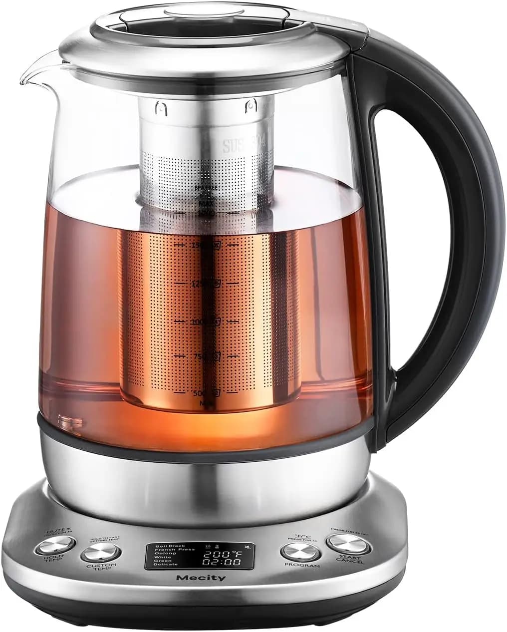 Bollitore Elettrico in Vetro Borosilicato con Controllo della Temperatura e Infusore - Display LCD e Programmi di Preparazione Preimpostati