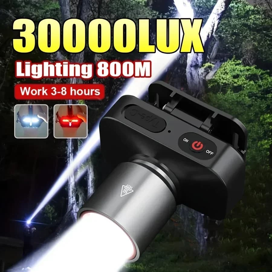 Lampada frontale a LED ultra luminosa Lampada frontale ricaricabile 3 modalità Lampada frontale con ricarica USB o riparazioni auto Campeggio Pesca Ciclismo Emergenza