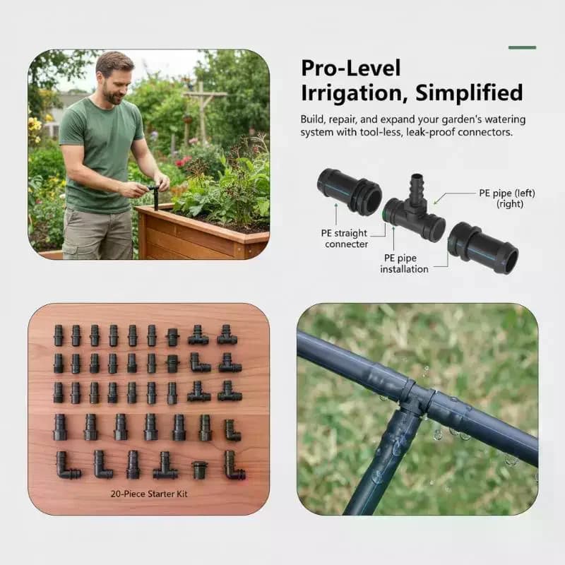 20Pcs Drip Irrigation Tubing Extension Connectors Leakproof Garden Hose Repair Kit 16mm 20mm for Farm Landscape Watering
