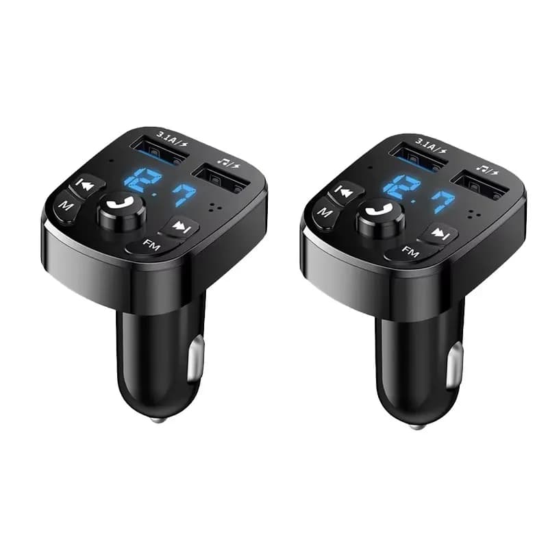 2-12 Pezzi Caricatore Rapido USB Doppio per Auto con Ricevitore FM Bluetooth Compatibile 5.0, Trasmettitore FM, Lettore USB Flash Drive, Kit per Auto