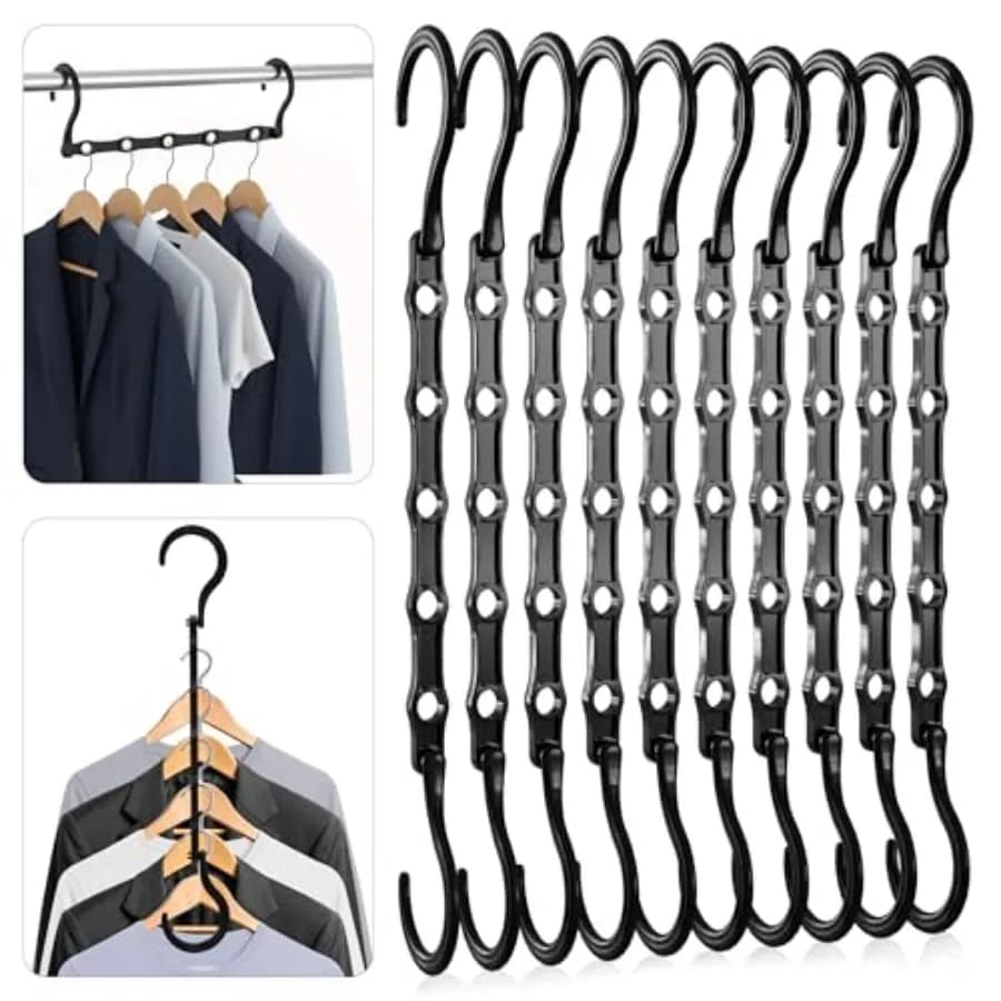 Space Saving Hangers for Clothes Pack of 10 - Storage Saving Hanger for Dorm - Magic Hanger Clothing Organizer for Closet - Dur