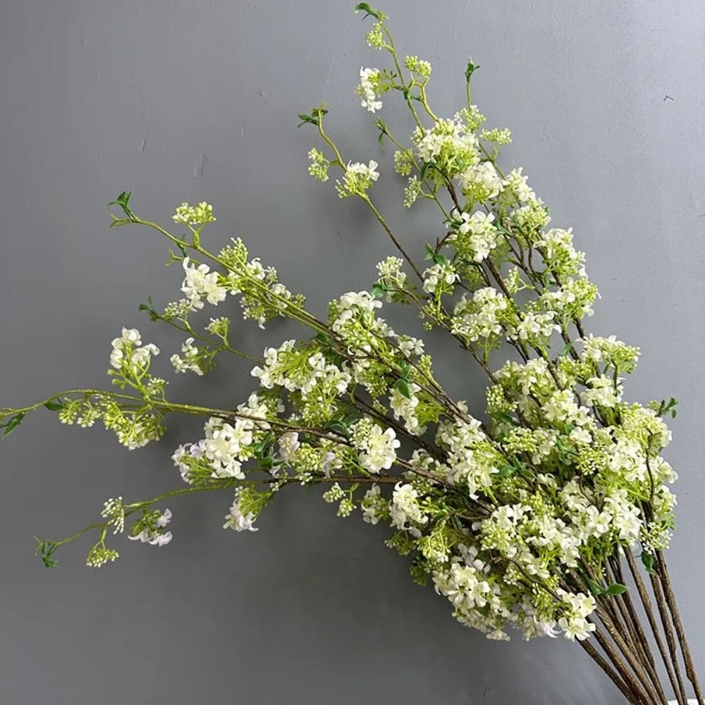 Ramo di Fiori Artificiali da 100cm, Pianta Verde Finta Decorativa, Fiori di Seta, Rami di Salice delle Nevi Artificiali a Stelo Lungo