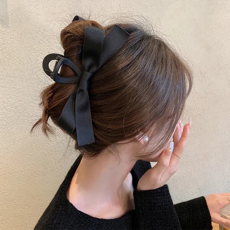 Clip per arco nero Clip per artiglio per coda di cavallo elegante per ragazze Clip per artiglio dolce squalo granchio Forcine Accessori per capelli squisiti coreani