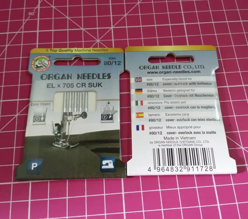 ORGAN NEEDLE ELx705 SUK 705 2022 punta a sfera media BUONO PER COVER-OVERLOCK CON SCARICO (1 CONFEZIONE = 5 PZ)