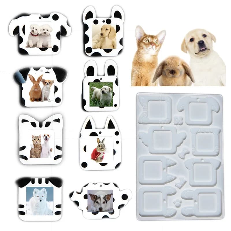 Nuovo Stampo in Silicone per Resina Fai-da-Te: Orecchie di Animali, Cuccioli e Cornici Portafoto per Animali Domestici - Decorazioni con Finitura a Specchio