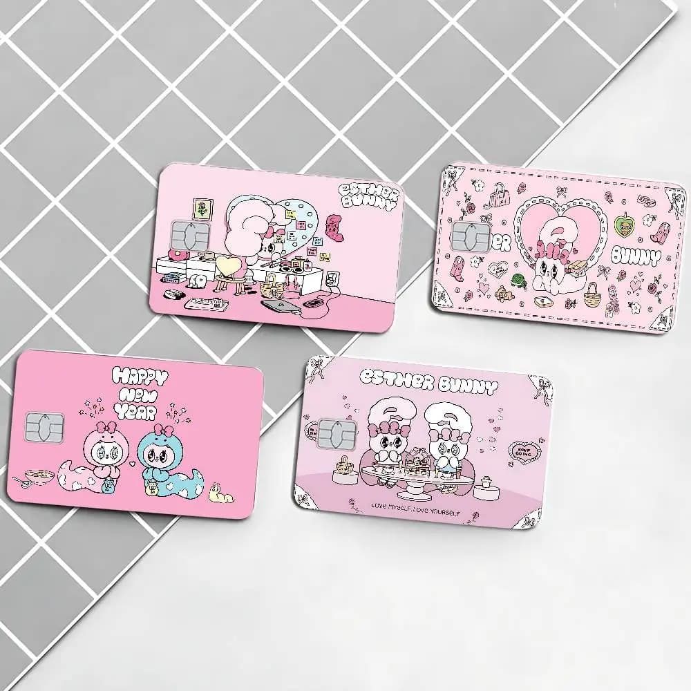 E-Esther Bunny Cartoon Game Film Cover Sticker Case per la parte anteriore di carte di credito/di debito con chip piccolo