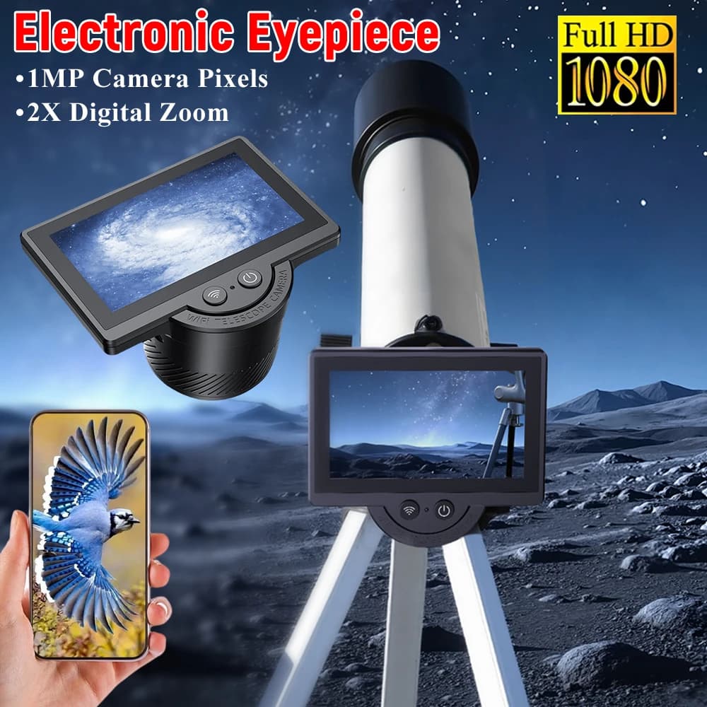 WiFi Telescope Camera Eyepiece 1080P Digital Eyepiece with 4.3 Inch IPS Screen for Astronomical Telescope